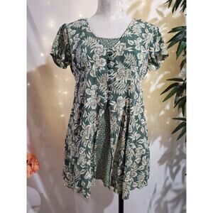 Vtg Westport Ltd Floral Button Gauzy Layered Mini Dress Size 10 Cottage Fairy